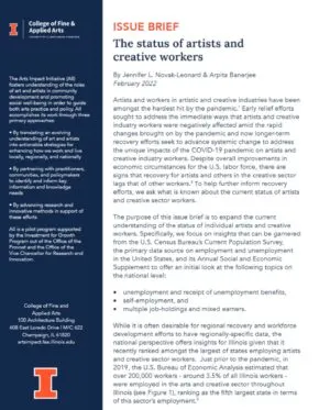 blue and white pdf page with title "issue brief: the status of artists and creative workers" - please click the view and download link for content