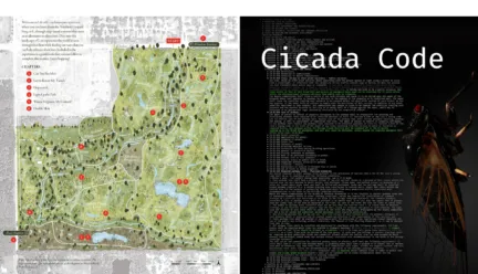 Leopard frog map and cicada code title page 