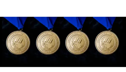 Four gold medallions