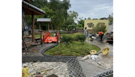 Construction on a zen garden