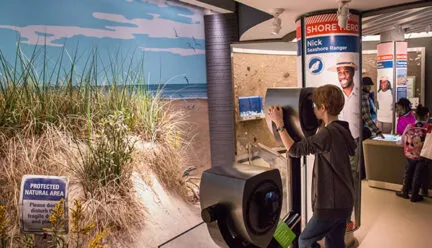 View station with Living Seashore gallery, National Aquarium, Baltimore, MD