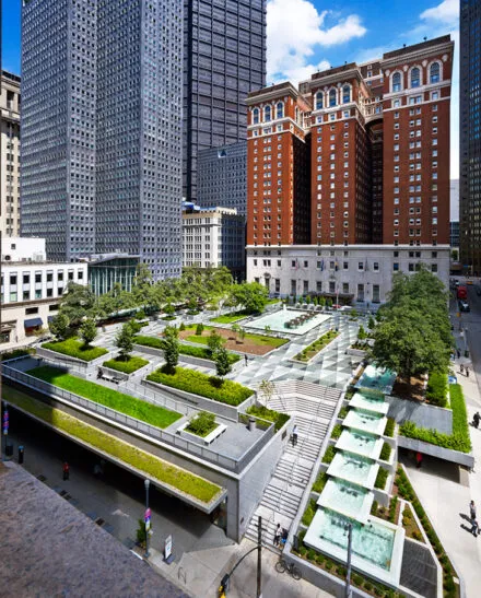 Photographic prospect of Mellon Square in Pittsburgh, PA