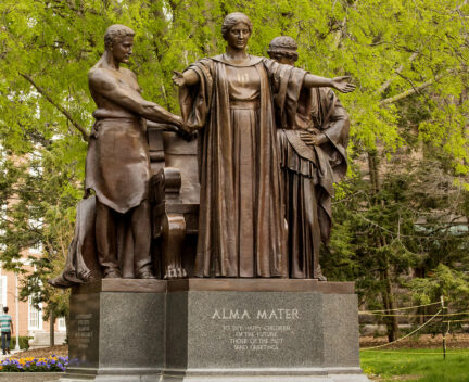 View of the Alma Mater statue.