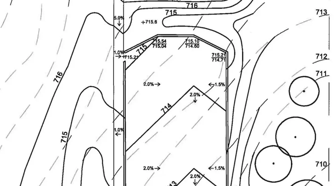 View of a landscape plan produced in the context of site engineering