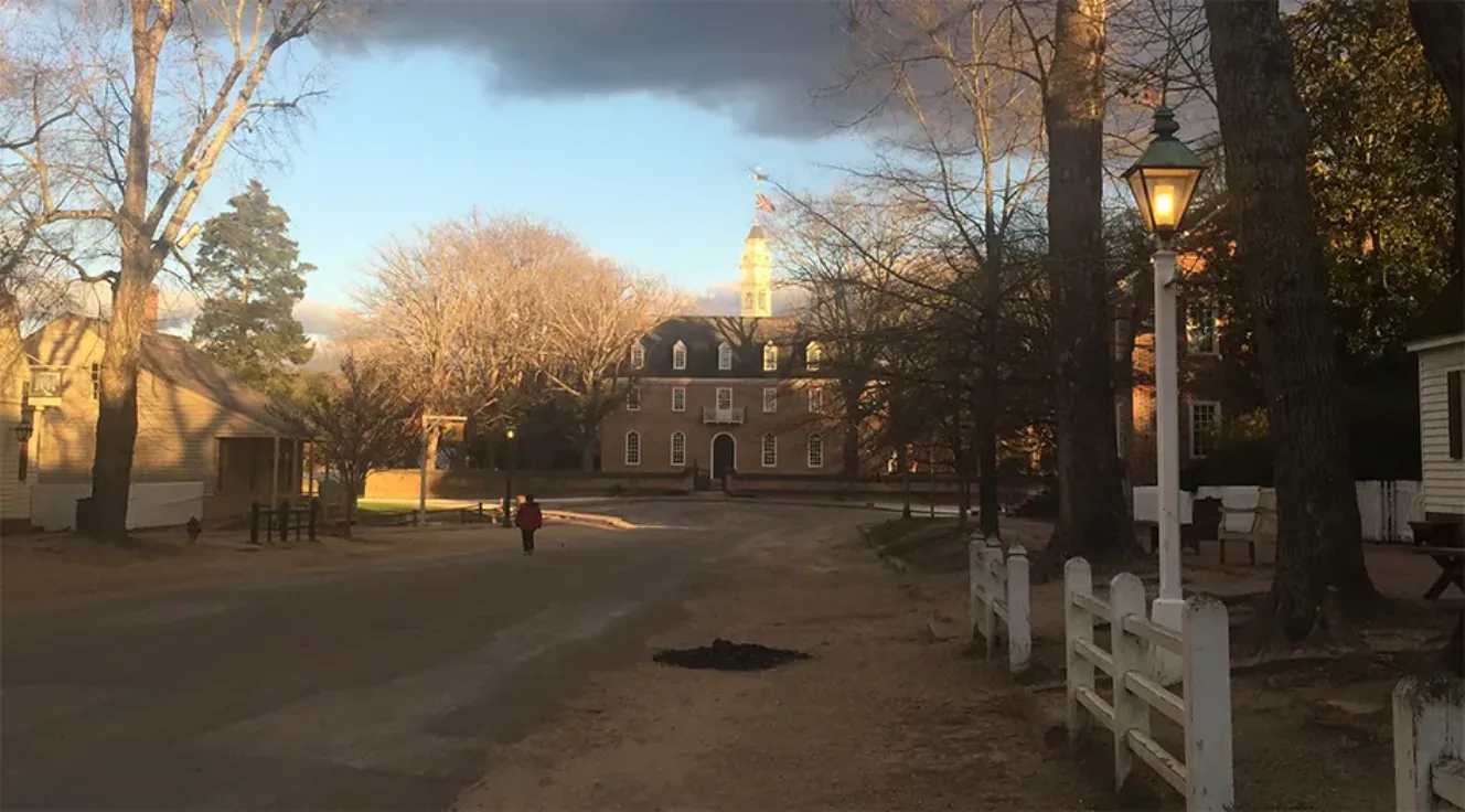 View east along Duke of Gloucester Street in Colonial Williamsburg