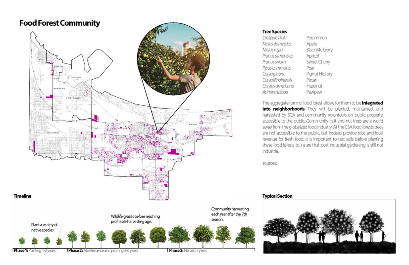 Plan showing locations of food/forest community in project “Growing New Industries