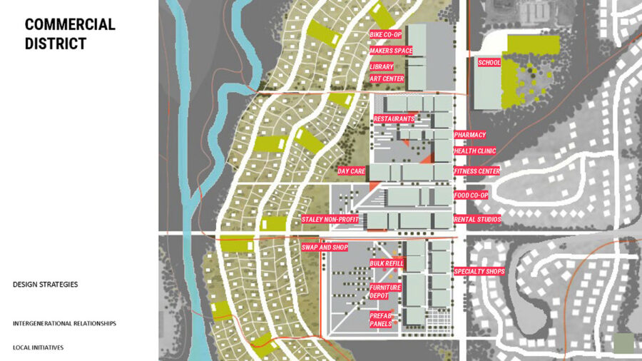 Plan of Commercial District in Sophia Dennis project 