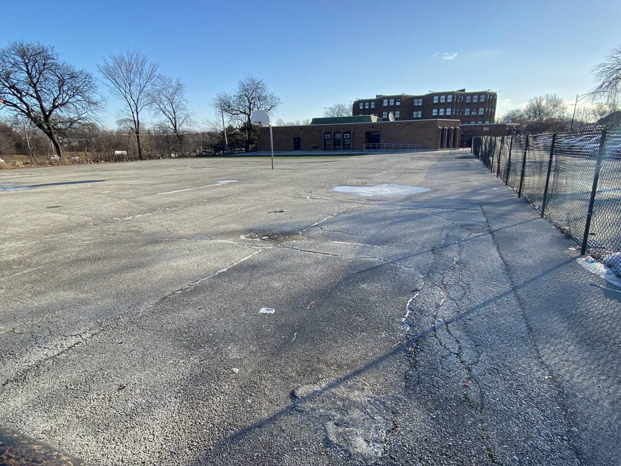 Photo of a paved surface used as a school playground in Chicago