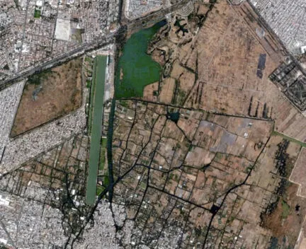 Satellite photo of Xochimilco Ecological Park, Mexico City, Mexico