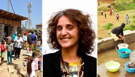 Photo of Chelina Odbert and two photos of Kibera Public Space Project sites