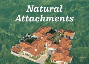 book cover - with many houses within green landscape
