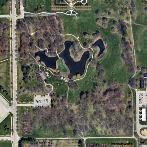 green and brown overhead view of landscape