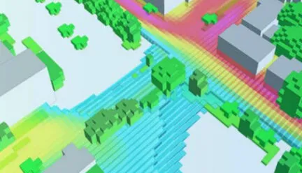 colorful digital rendering of city block