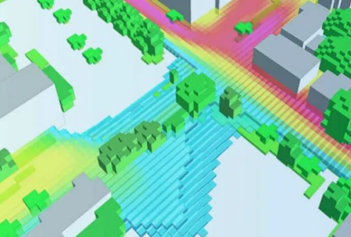 colorful digital rendering of city block