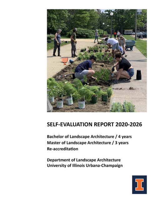 Self Evaluation report 2020-2026, students gardenig in the image.