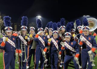 Members of the Marching Illini with their ChopSaver Lip Balm.