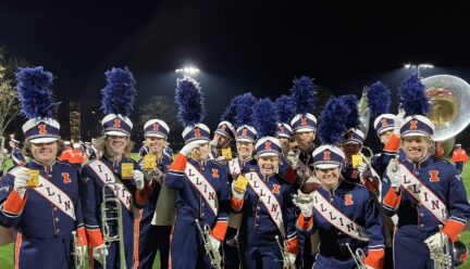 Members of the Marching Illini with their ChopSaver Lip Balm.