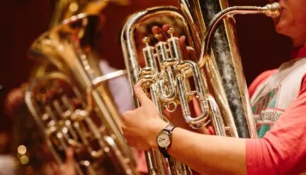 Picture of student playing a euphonium.