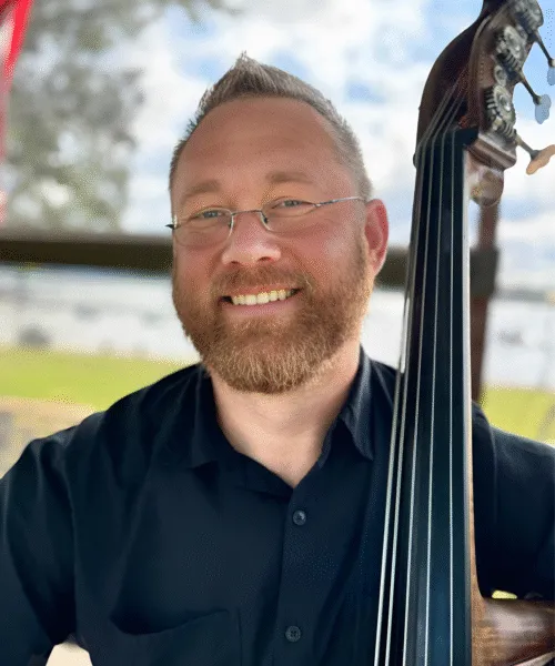 Andrew Anderson with a double bass