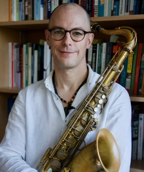 Jérôme Camal with his tenor saxophone