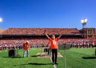 Marching Illini with REO Speedwagon at the 2025 Homecoming Game