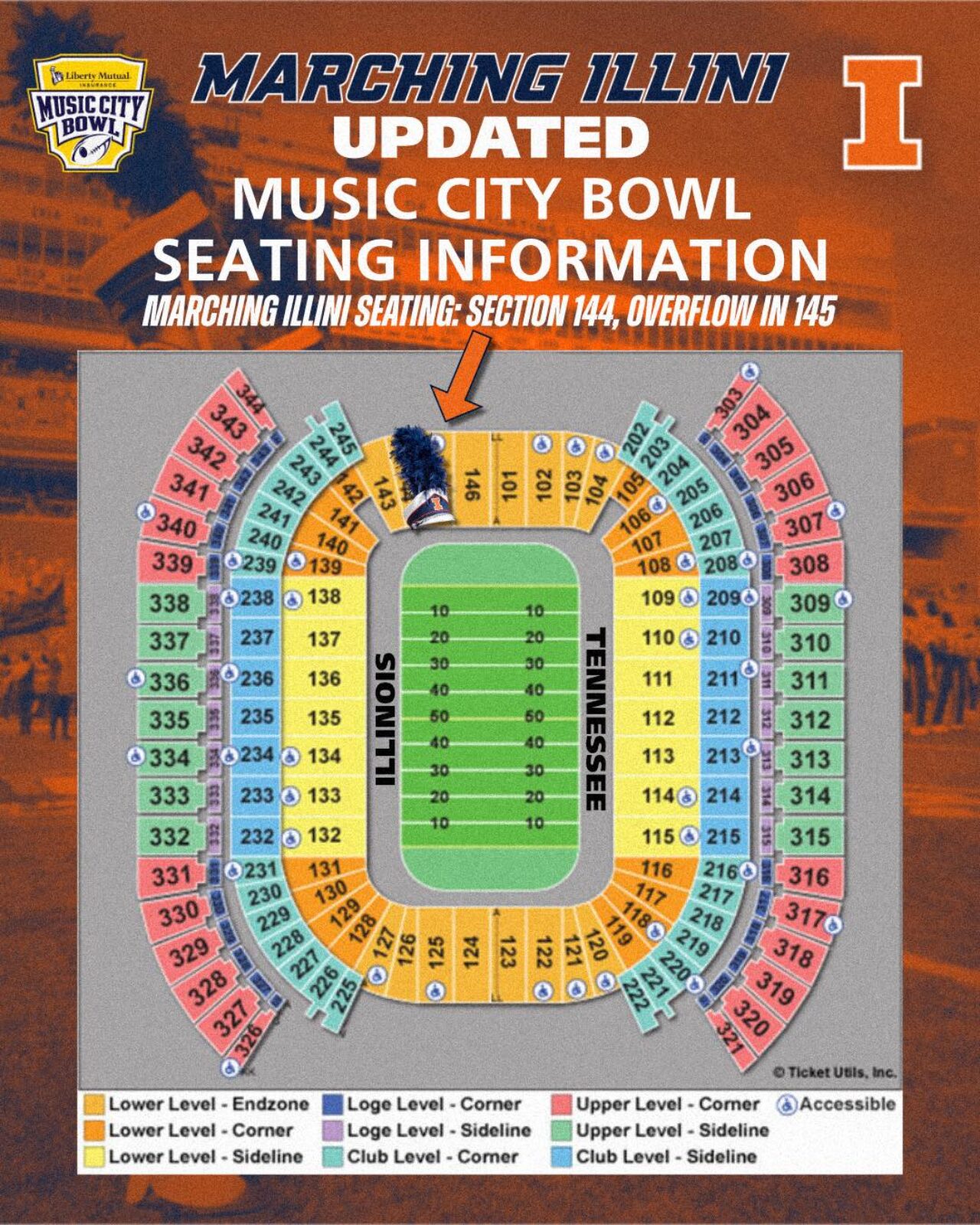 Marching Illini 2025 Music City Bowl Seating