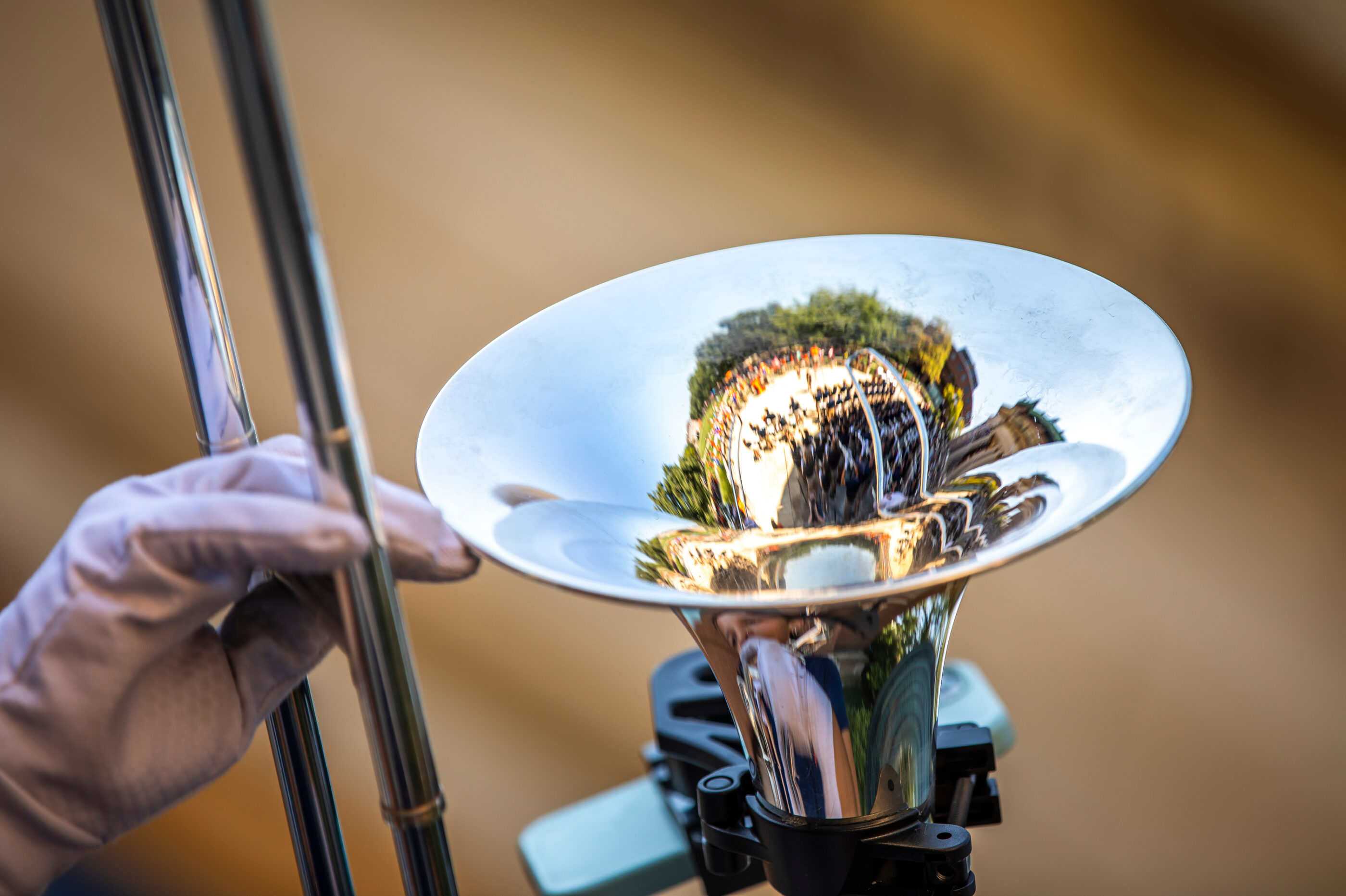trombone pointed up in the air