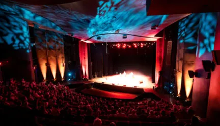 theatre filled with people and lights