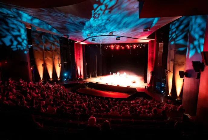 theatre filled with people and lights