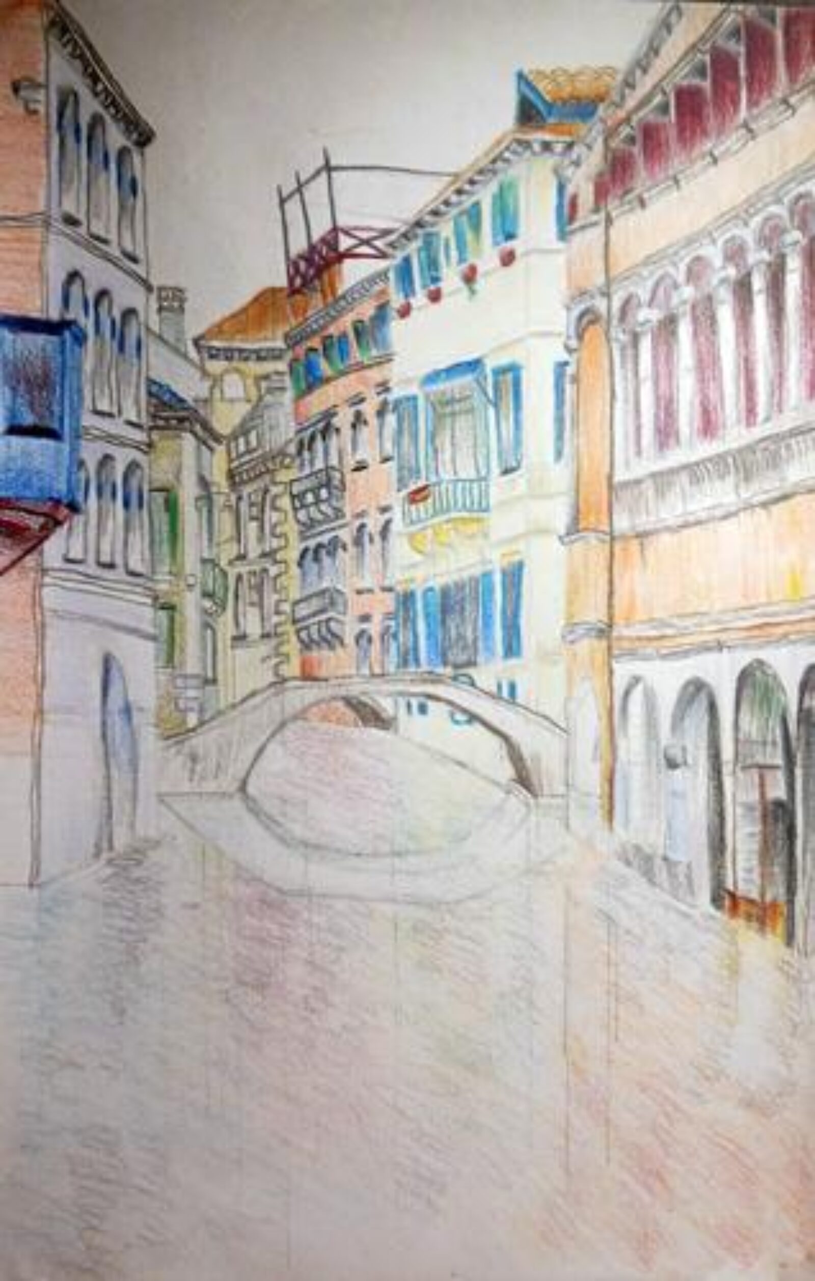 drawing of Venice water canals