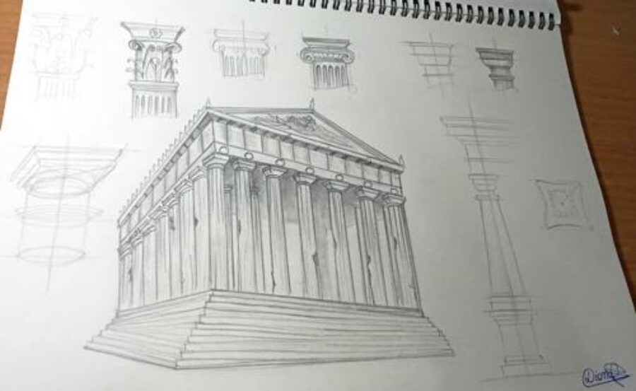 sketchbook with column structure