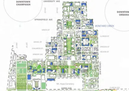 city plan in green and blue