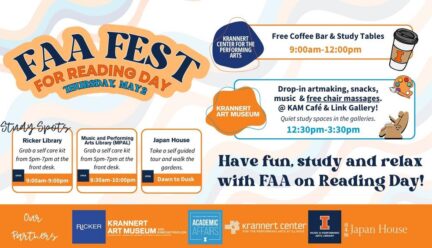 FAA fest flyer with dates, times, and lots of blue, orange, and white colors