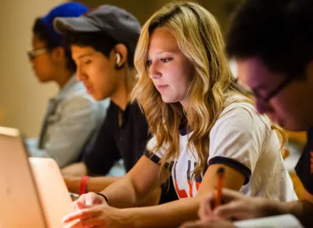 Students studying at the library