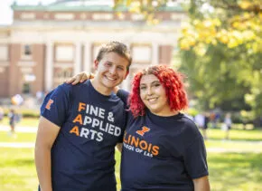 students standing on quad