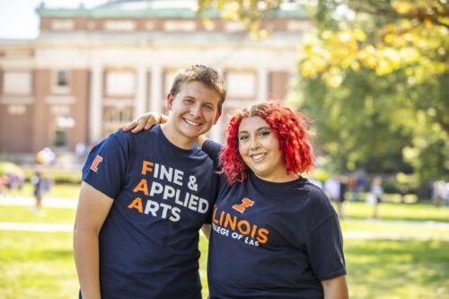 students standing on quad