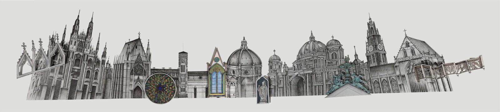 panorama of mostly gothic buildings