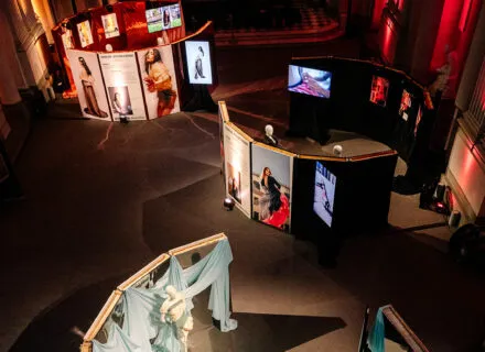 exhibition design with caved walls
