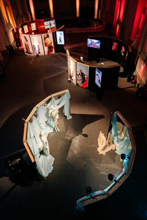 exhibition design with caved walls