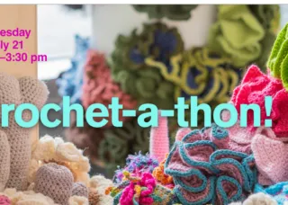 lots of colorful crochet corals
