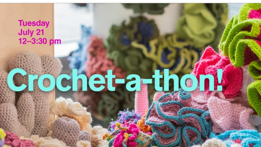 lots of colorful crochet corals