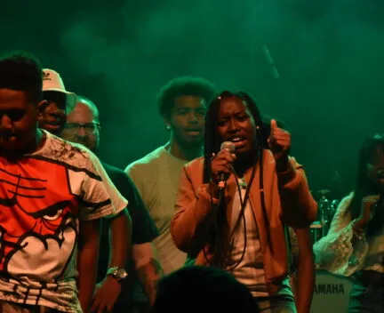 people performing onstage