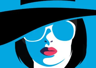 graphic of person with sunglasses and hat
