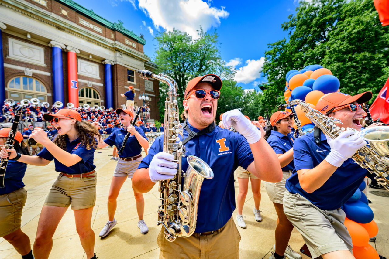 Marching Illini performing at Quad Day