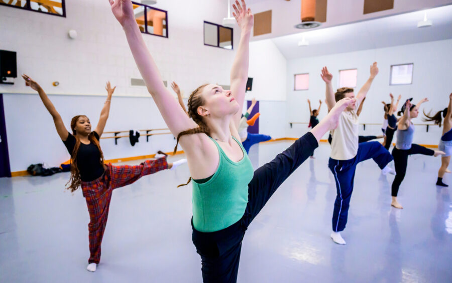 dance students rehearsing in a studio