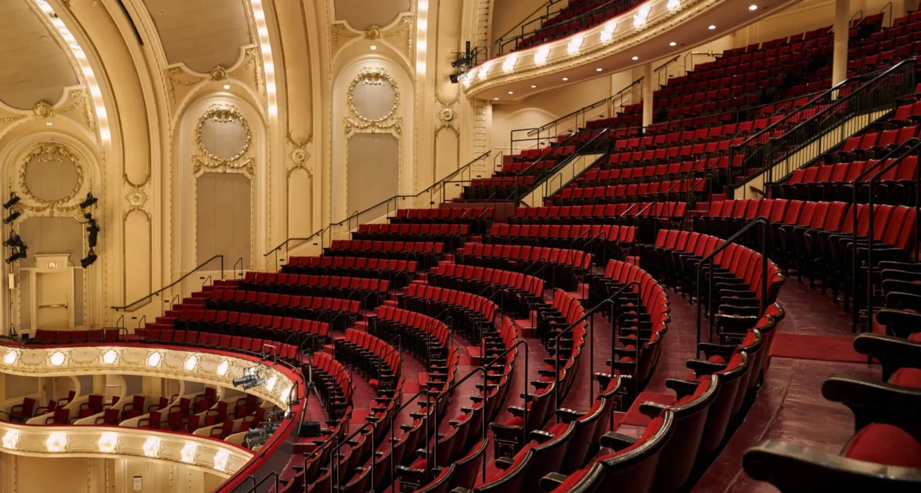 Seats in the balcony of the Chicago Symphony Center