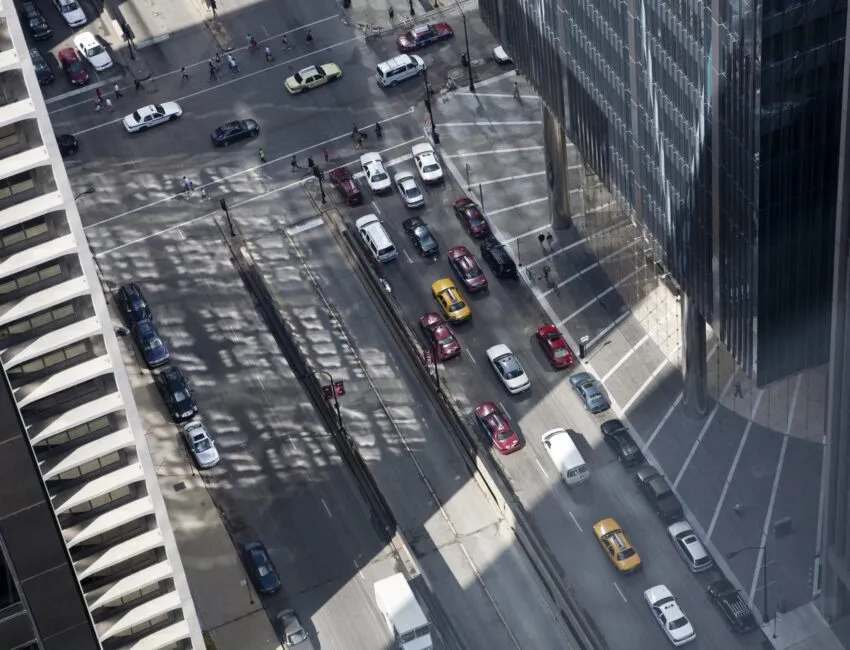 city street with traffic