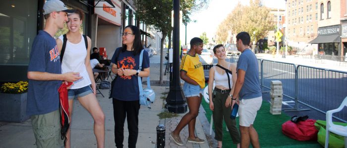 Students on Green Street for annual Parking Day event