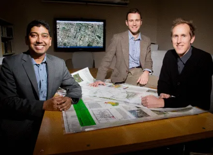 DURP faculty members Chakraborty and Allred with PhD alum Robby Boyer