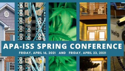 Blue flier announcing APA-ISS Spring Conference
